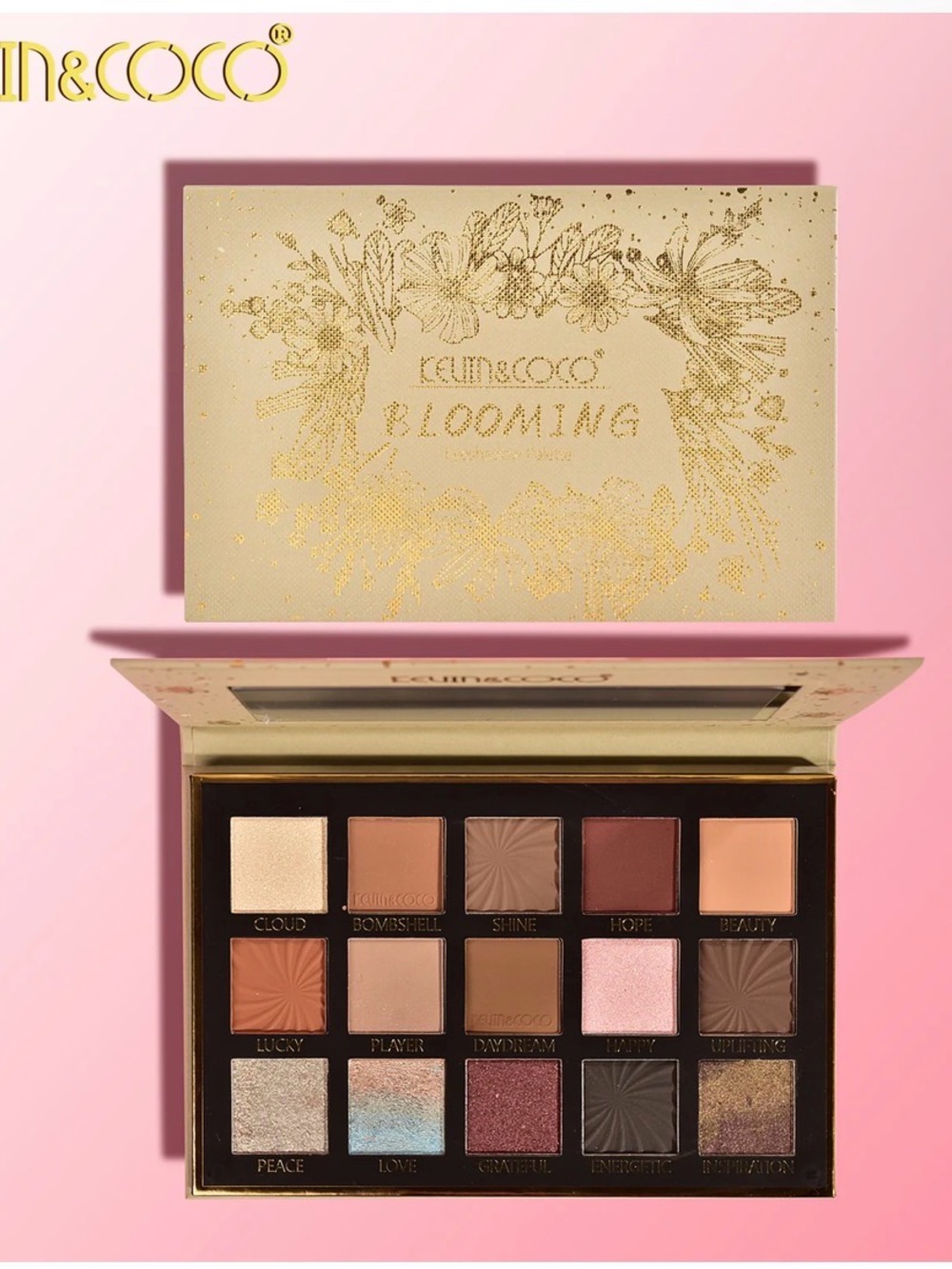 Kevin & Coco Blooming 16-Color Eyeshadow Palette - Pink & Neutral Shades